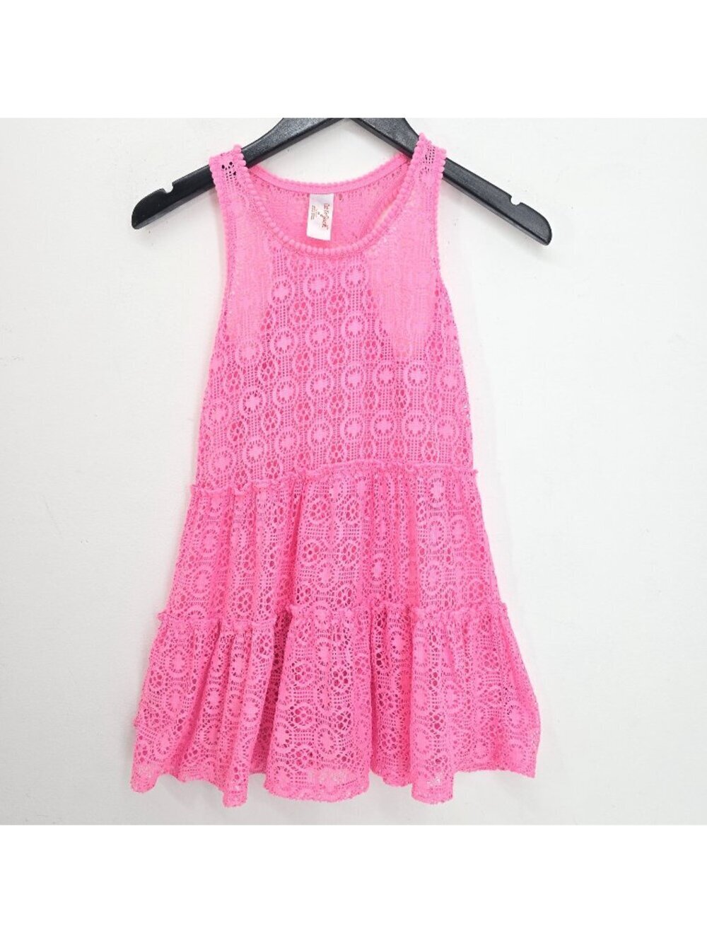 CAt & Jack Barbie Pink Crochet Racerback Swim Cover Dress Girls size M